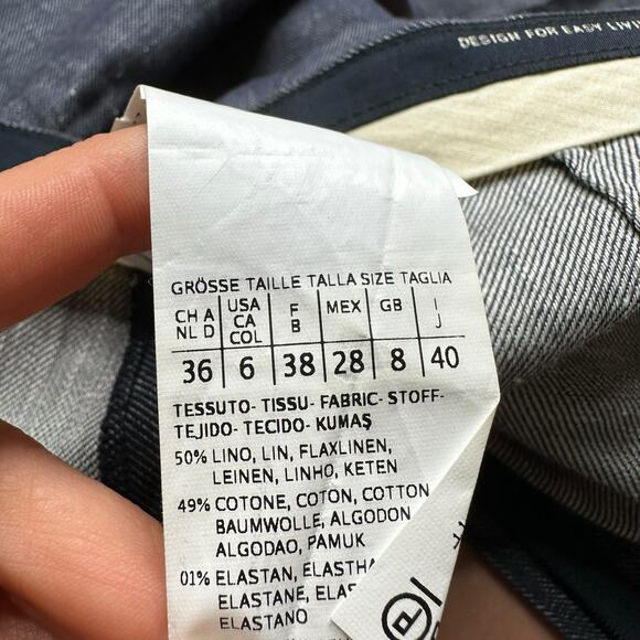 MAXMARA Blue Chambray Classic Trouser Pants Women's Size 6 Linen Blend - Picture 3 of 8